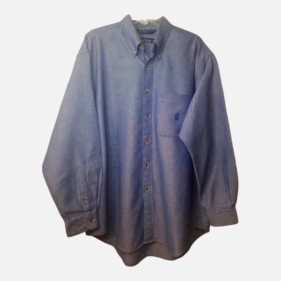 NAUTICA Long Sleeve Cotton Button Down Chambray Shirt with Pocket, Size XL/TG - Picture 1 of 6